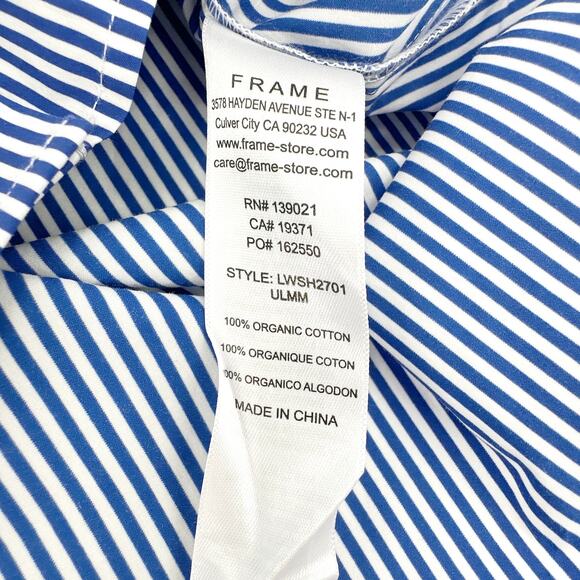 FRAME Button Down Striped Rolled Sleeve Top S - Picture 6 of 9